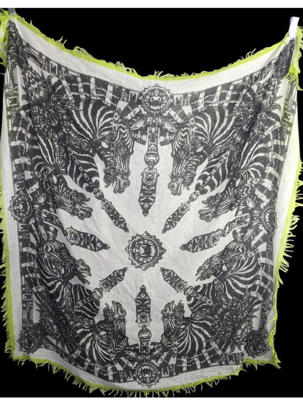 Echo Zebra Contrast Fringe Square Scarf
